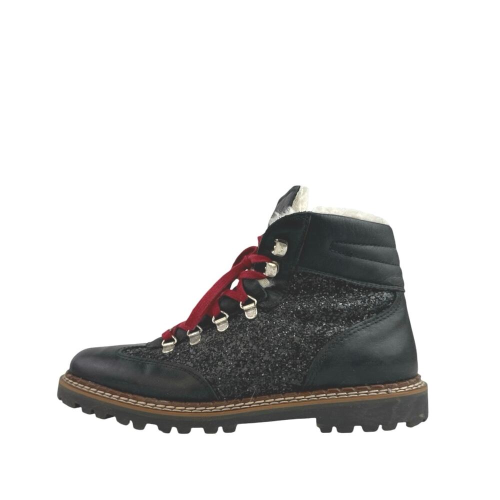 Ammann Valbella III Women's Black Glitter Leather Lace Up Ankle Snow Boots US 9